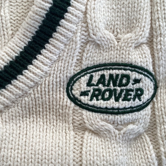 Pacsun /Land Rover Collab Cream Cable Knit CreamBlack VNeck Cotton Blend Vest XS - Picture 5 of 7